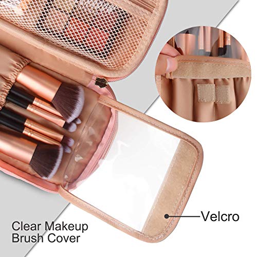 MONSTINA Makeup Bag for Purse,Rose Gold Cosmetic Bag for Women,Small  Cosmetic travel bag, Waterproof Makeup Brush Bag Organizer with Compartment