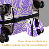 Travel Luggage Cover，Purple Fantasy Doodle Peacock Feathers Patter，Washable Elastic Durable , With Concealed Zipper Suitcase Protector Fits For 22-24 Inch -M.