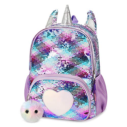 mibasies Kids Sequin Unicorn Backpack for Girls Sequin School Bag ...