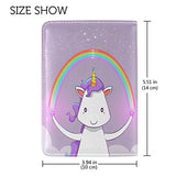 Rainbow Unicorn Genuine Leather UAS Passport Holder Travel Wallet Cover Case