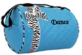 Dance bag - Quilted Zebra Duffle in Aqua/Turquoise