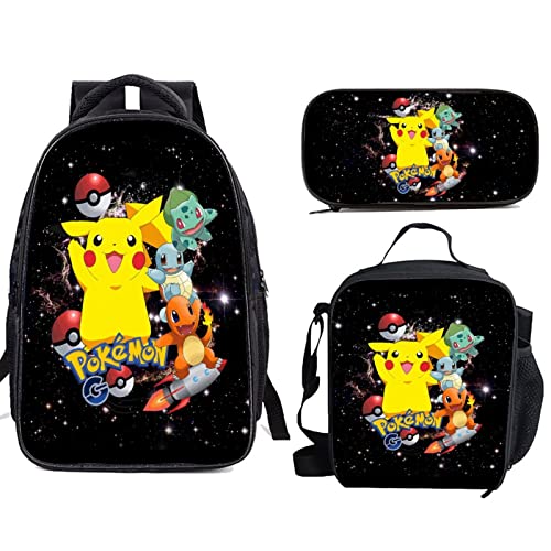 Kids Pokemon Backpack with Lunch Box and with Pencil Box