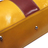 Floto Venezia Duffle Bag in Yellow and Brown Italian Calfskin Leather