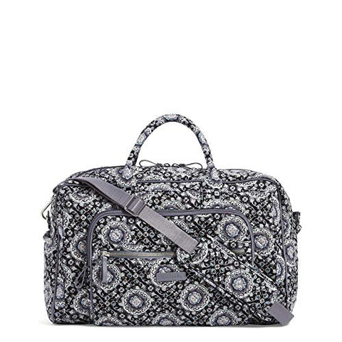 Vera Bradley Iconic Compact Weekender Travel Bag, Signature Cotton, Charcoal Medallion