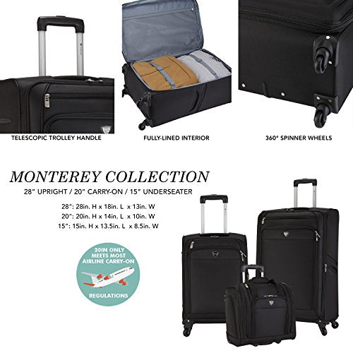 Travelers Club Luggage Monterey 3-Piece Softside Luggage Set, Black