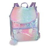 FACE1ST White Color Changing Pink Sequin School Backpack, Lightweight Sparkly Back Pack for Girls