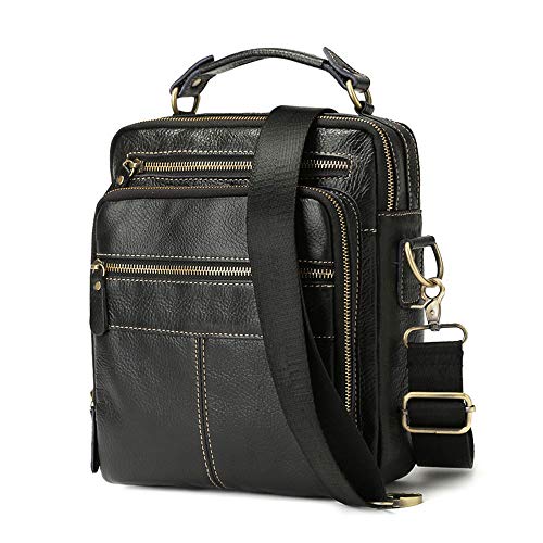 BAIGIO Men's Genuine Leather Shoulder Bags Retro Cross Body Bag Casual Satchel Side Bag For Wallet Purse Mobile Phone Keys