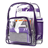 Heavy Duty Clear Backpack Quality See Through Student Bookbag Durable PVC Travel Transparent Workbag Stadium Security Bag | Purple