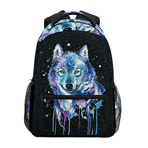 Backpack Travel Universe Wolf Space Galaxy School Bookbags Shoulder Laptop Daypack College Bag