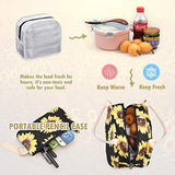 Sunflower Backpack Set 3-in-1 Kids School Bag, Junlion Laptop Backpack Lunch Bag Pencil Case Gift for Teen Girls Womens Black