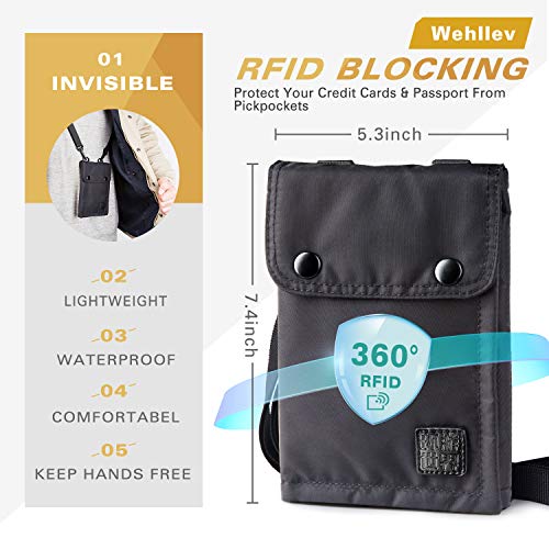Brookstone Travel Wallet - RFID-Blocking Travel Case Document Organizer  Wristlet for Vacations, Air Travel, Trains, and Buses 