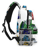 Multi leisure backpack,Cartoon Semi Trucks Set, travel sports School bag for adult youth College Students