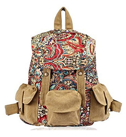 Chariot Trading Company Female Travel Backpack National Trend Canvas Backpack, Female Preppy