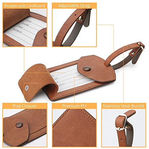2pcs Leather Luggage Tag, Baggage Address Tags with Adjustable Strap  Luggage Labels Privacy Protection Suitcase Tags Identifiers for Luggage  Suitcases