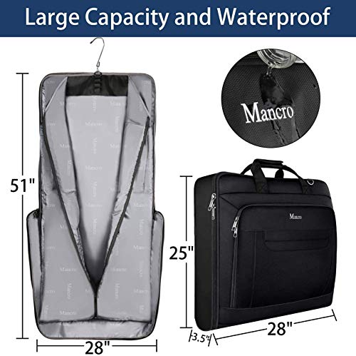 Garment Bags for Travel, Large Suit Travel Bag for Men Women with Shoulder  Strap, Mancro Convertible Carry On Garment Bag Gift for Business Trip - 2