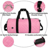 FITMYFAVO 20" Duffle Yoga Dance Gym Bag Weekender Grid Pattern Overnight Carry On (Pink)