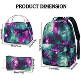 Galaxy Backpack Set 3-in-1 Kids School Bag, Junlion Laptop Backpack Lunch Bag Pencil Case for Teen Boys Girls