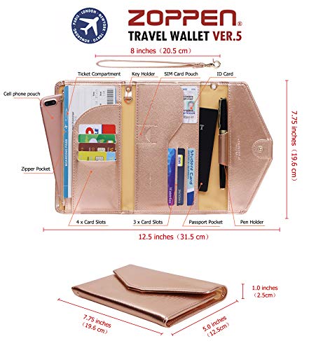 Zoppen Multi-purpose Rfid Blocking Travel Passport Wallet (Ver.4) Tri-fold Document  Organizer Holder – plentifultravel