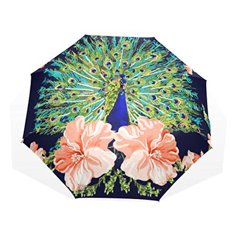 Umbrella Beautiful Floral Peacocks Travel Golf Sun Rain Windproof umbrellas with UV Protection