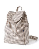 BAGGU Canvas Backpack, Durable and Stylish Simple Canvas Satchel for Daily Essentials, Natural Grid