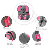 Cocomilo 12" Cute 3D Toddler Kids elephant Backpack for Boys Girls Leash Name Label (Grey/Pink)