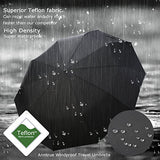 Travel Umbrella Windproof, Auto Open Close Compact Umbrellas for Women and Men Teflon Coating