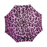 Reverse Umbrella Pink Leopard Windproof Anti-UV for Car Outdoor Use