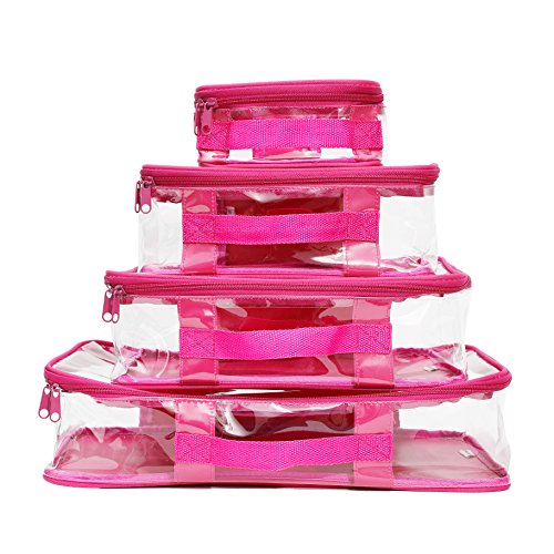 EzPacking Clear Packing Cubes Set of 4 / Packs 7-10 Days of Clothes/Premium PVC Plastic Storage Cube