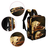 LORVIES Hedgehog Playing Violin School Bag for Student Bookbag Women Travel Backpack Casual Daypack Travel Hiking Camping