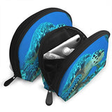 Makeup Bag Small Turtle Resting On A Coral Portable Half Moon Travel Bags Set Case For