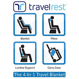 Travelrest Travel Blanket 4-in-1 with Poncho, Zippered Pocket & Stuff Sack