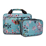 Large Hanging Travel Cosmetic Bag For Women - Travel Toiletry And Cosmetic Makeup Bag With Many Pockets (Turquoise flowers)