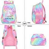 School Backpacks Girls Elementary Bookbag Cute Lightweight Backpack Set Kids Lunch box and Pencil case (Rainbow 2 - Fayry Unicorn T0032)