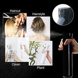 Hair Spray Bottle Empty Plastic Trigger Spray Bottle Refillable Fine Mist Sprayer Bottle 2 Pack 10oz /300ml for Hair Styling, Cleaning, Garden Continuous Water Mister (Black+Black)