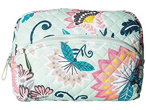 Vera Bradley Iconic Large Cosmetic, Signature Cotton, Mint Flowers