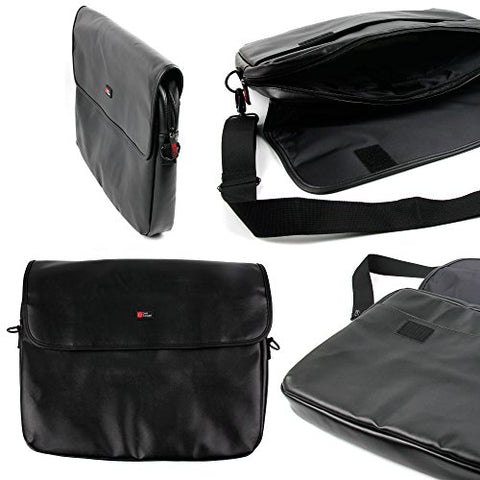 DURAGADGET Luxury PU Leather 15.6" Laptop Zip-up Carry Bag in Black - Compatible with The Lenovo