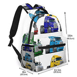 Multi leisure backpack,Cartoon Semi Trucks Set, travel sports School bag for adult youth College Students