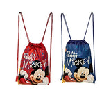 Disney Mickey Mouse Drawstring Backpacks 2 Pack Blue & Red