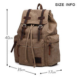 GINGOOD Canvas Backpacks Vintage Rucksack Casual Leather Army Kipling Knapsack 19L Khaki #220