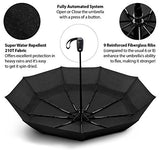 EEZ-Y Compact Travel Umbrella w/Windproof Double Canopy Construction - Auto Open/Close Button