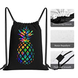 Hitamus Pineapple Drawstring Backpack Bag Lightweight Sport Gym Sackpack Waterproof Yoga Travel Cinch Sack for Men & Women