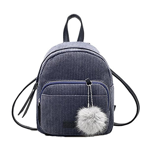 Fashion Women Mini Backpack Solid Color Corduroy Small Simple Bookbags  Traveling