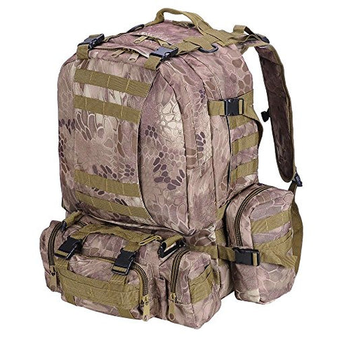 GHP 600D Oxford 420D Nylon 1640g Python Grain Backpack w 3 Detachable Molle Pouches