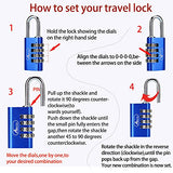 ABRAFOX Padlock, Set Your Own 4 Digit Combination Luggage Lock Blue+purple 2-pack