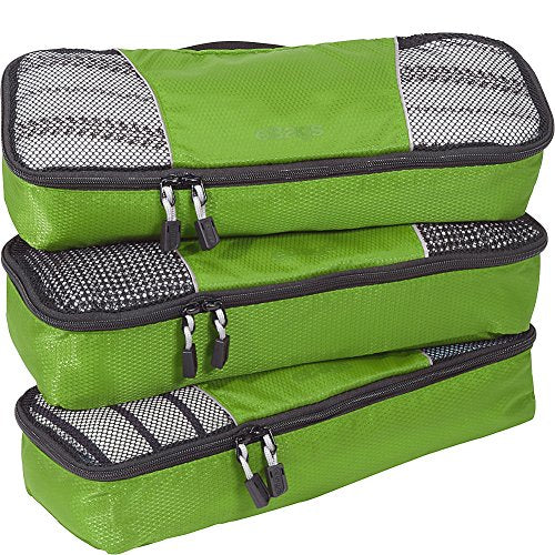 eBags Slim Packing Cubes for Travel Organizers 3pc Set Grasshopper