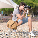 DSLR Camera Shoulder Case Strap Bag Portable Diagonal for Canon Nikon Sony Olympus Pentax (Khaki)