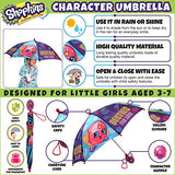 Shopkins Girls' Little Assorted Character Rainwear Umbrella, blue/purple, Age 3-7