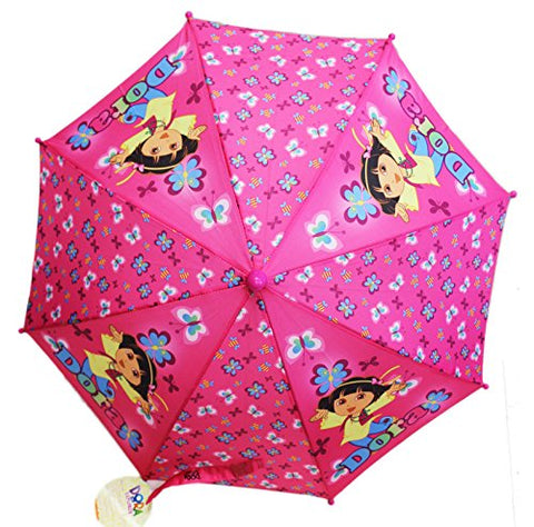 Dora the Explorer Hot Pink Butterfly Themed Kids Molded Handle Umbrella