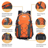 Diamond Candy Waterproof Hiking Backpack 40L with Rain Cover for Outdoor Orange