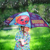 Shopkins Girls' Little Assorted Character Rainwear Umbrella, blue/purple, Age 3-7